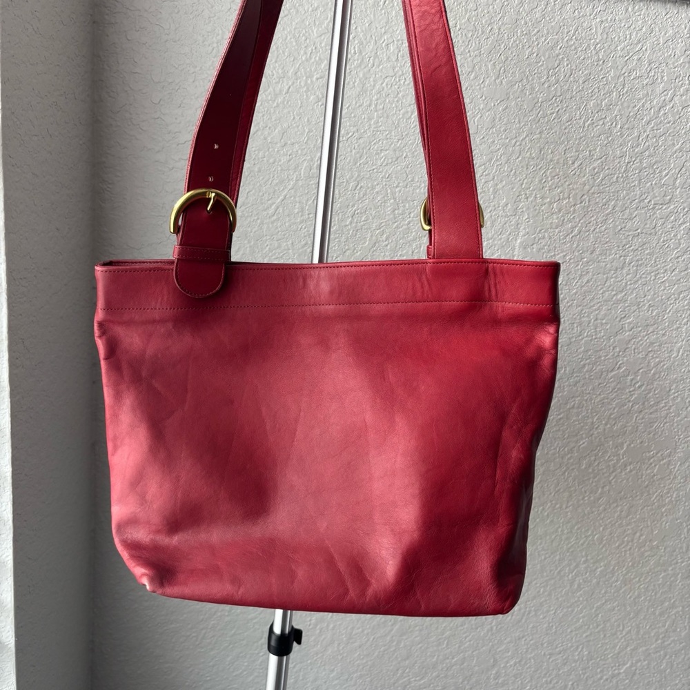 Vintage Coach Red Leather Shoulder Tote